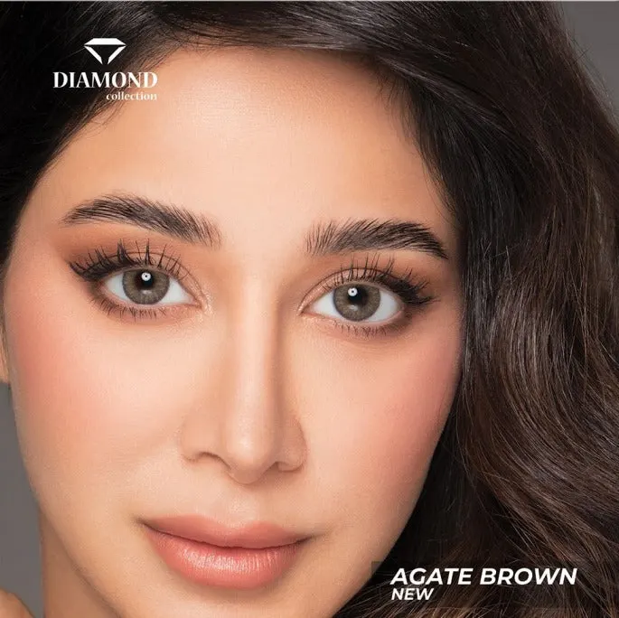 Bella Diamond Agate Brown-Diamond Aseel Collection "One pair of contact lenses is accompanied by one complimentary container."